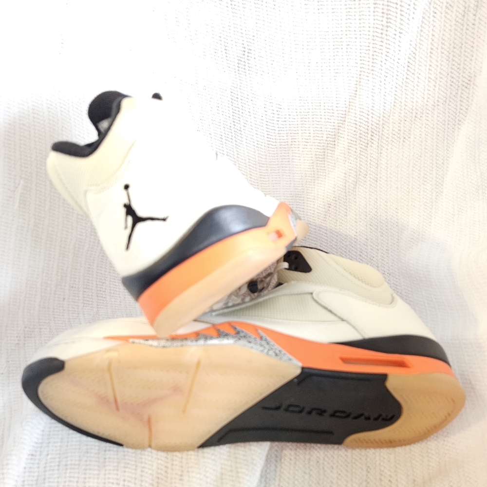 Jordan 5 Men's White and Orange Sneakers Size 14 - Picture 13 of 16